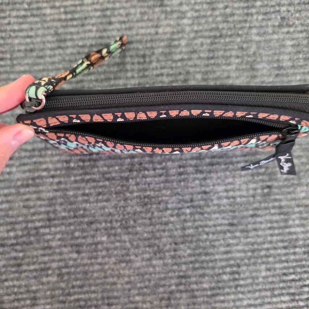 Vera Bradley Sierra Stream Wristlet Wallet Teal Brown Geometric - Picture 6 of 8
